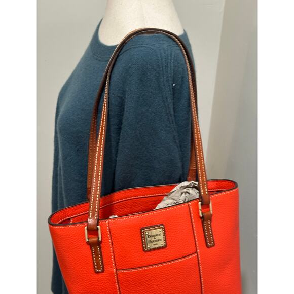 Dooney & Bourke Pebble Grain Leather Small Lexington Handbag Red Orange - Picture 3 of 9
